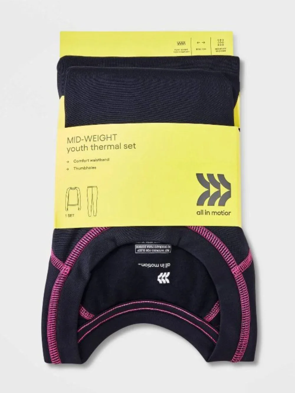 NEW Girls' 2pk Thermal Underwear Set - All In Motion™ Black Large (10/12)